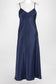 Silk Long Chemise Slip - Navy