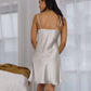 Silk Lace Chemise Slip - Silver