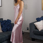 Silk Long Lace Chemise  Slip - Musk